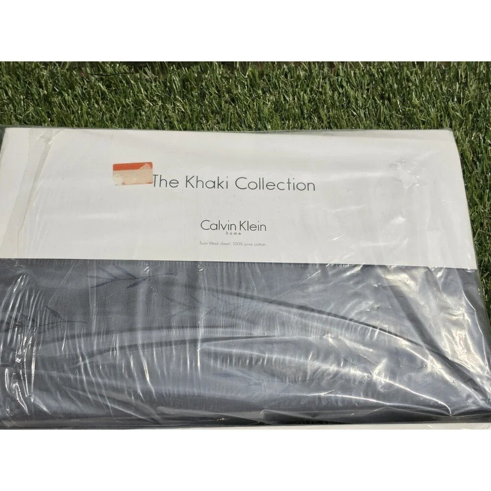 Vtg CALVIN KLEIN KHAKI COLLECTION TWIN FLAT & Fitted SHEETS Water Weeds Flint *